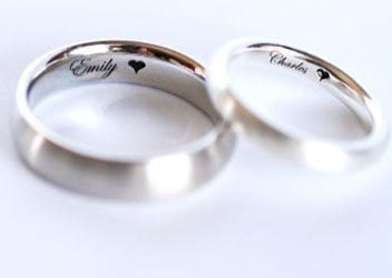 Matching engraved wedding bands