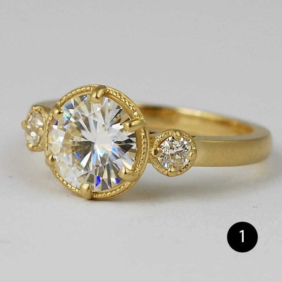 The Linda Custom Engagement Ring 14k Yellow Gold with 1.3 Carat Lab Grown Diamond Center Stone and 0.17 CTW Accent Diamonds Starting at $5,000