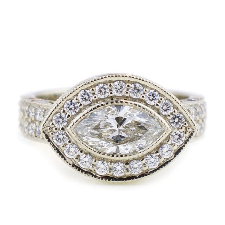 East-West Marquise Diamond Engagement Ring