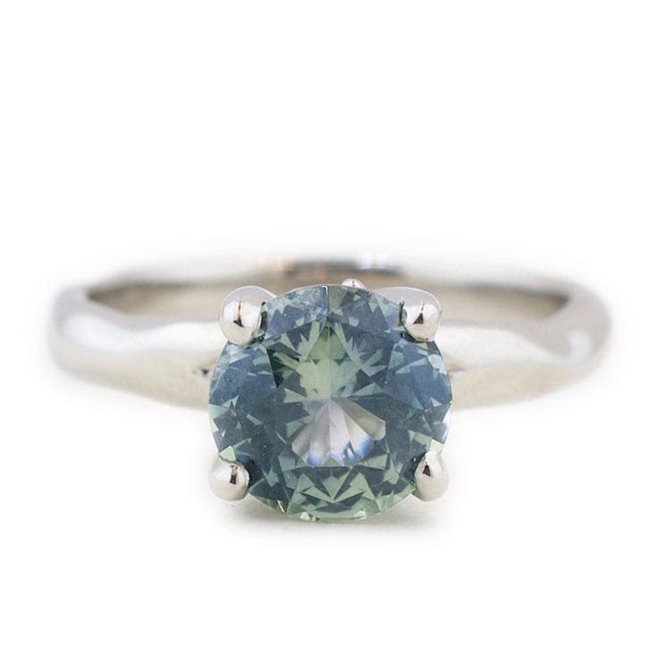 Custom engagement-ring ethical mermaid Montana sapphire designed by Abby Sparks Jewelry.
