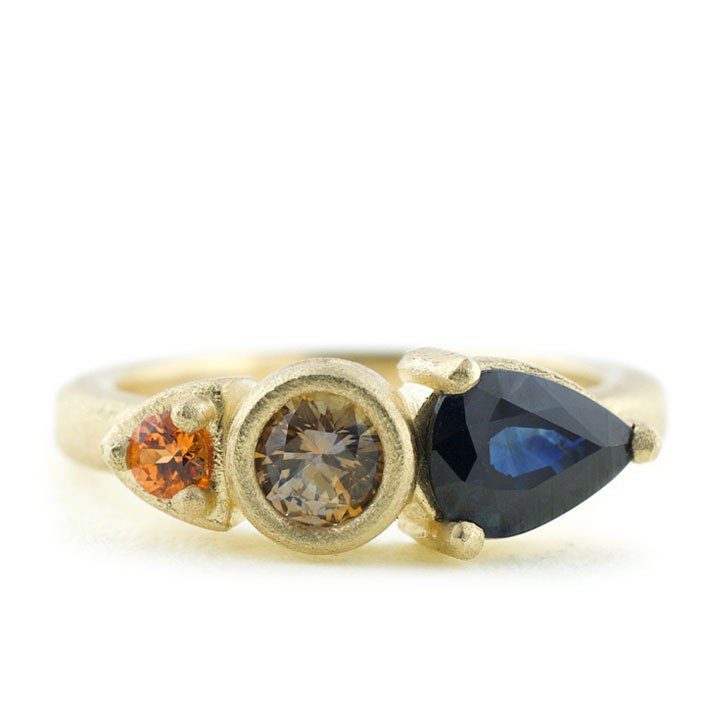 Asymmetrical Three Stone Sapphire Ring