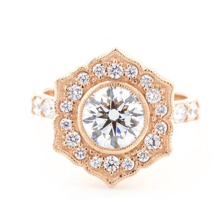 Rose Gold Floral Inspired Engagement Ring