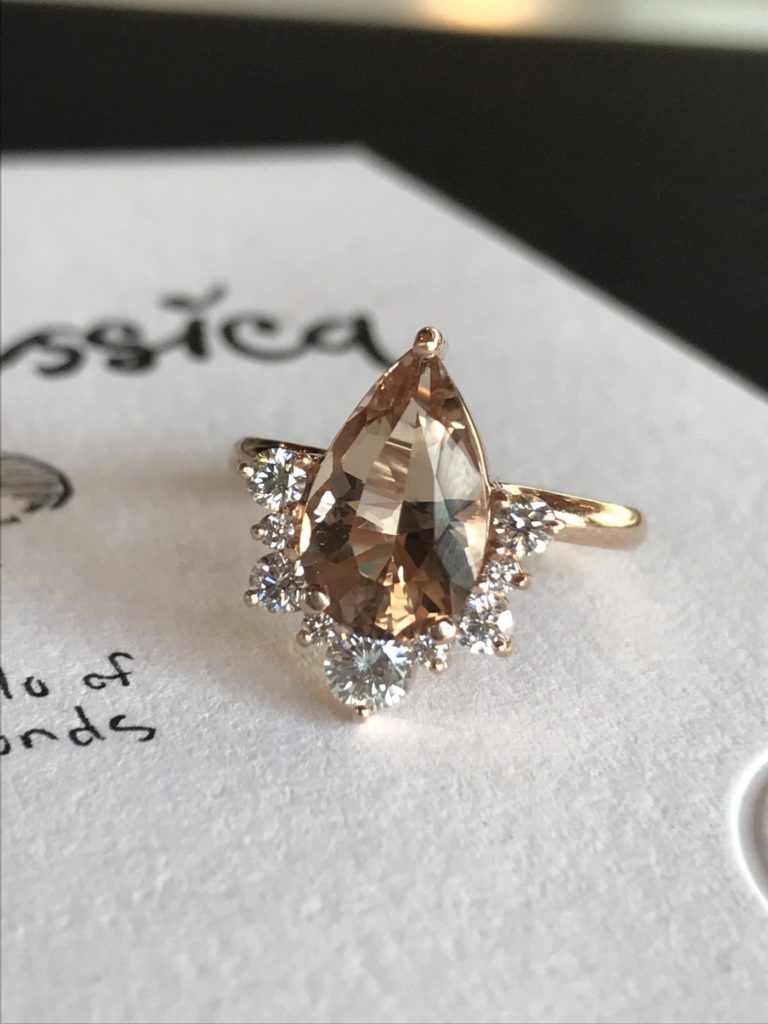 The Jessica, custom morganite engagement ring by Abby Sparks Jewelry.