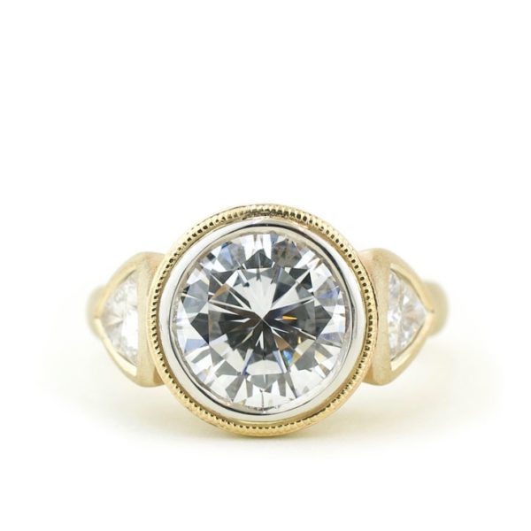 Mixed Metal Three Stone Diamond Ring