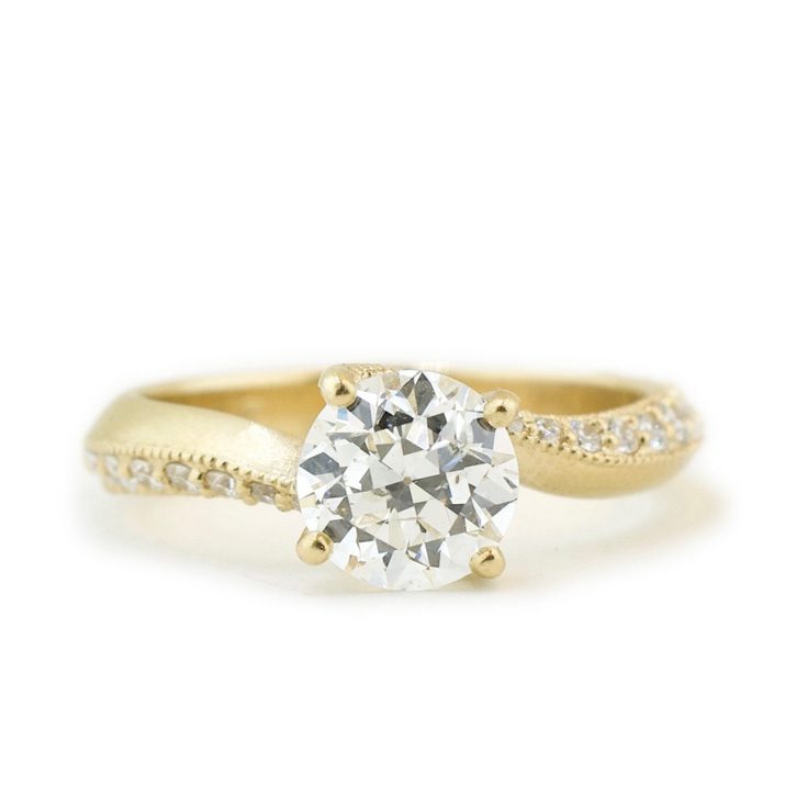 Heirloom Diamond Solitaire with Twisted Yellow Gold Band