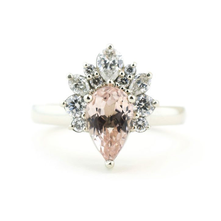 Pink Morganite with Diamond Half Halo Ring