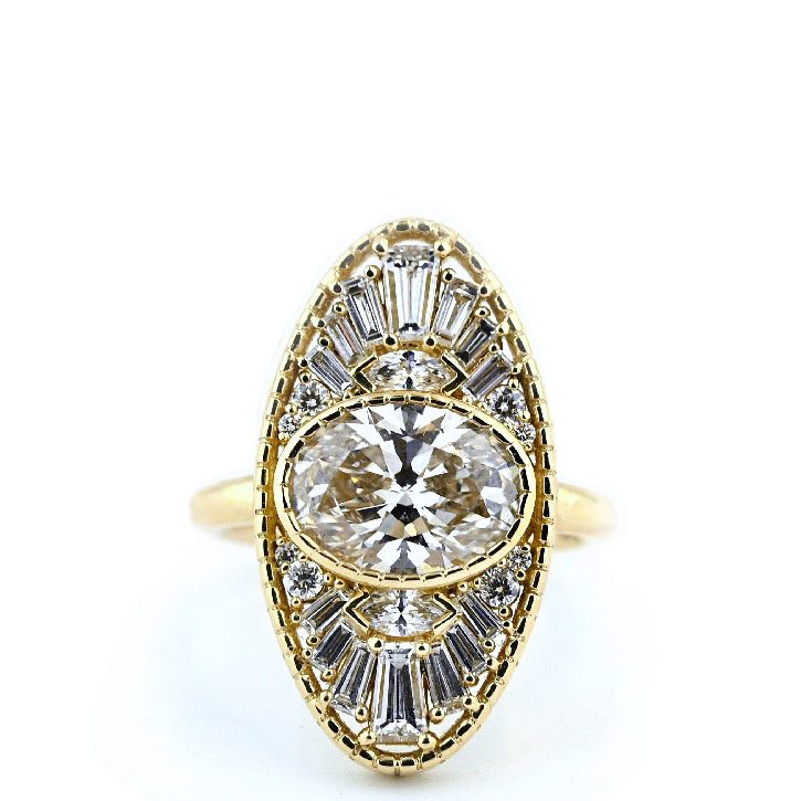Antique Inspired Vertical Diamond Ring