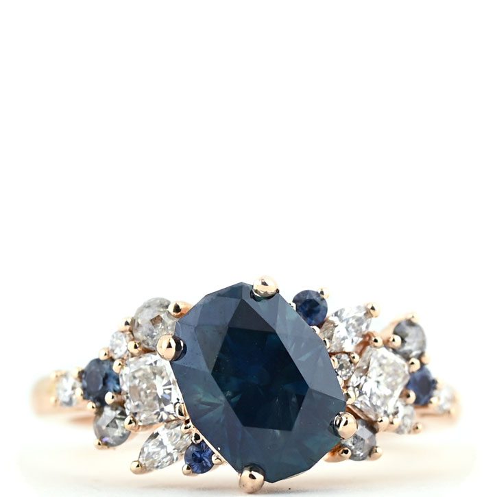 Angled Sapphire Cluster Ring