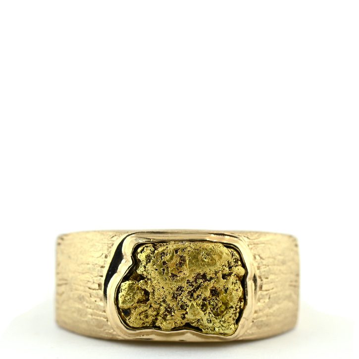 Men’s Ring with Natural Gold Nugget Inlay
