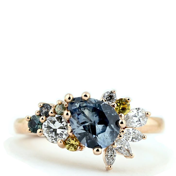 Angled Pear Cut Sapphire Ring