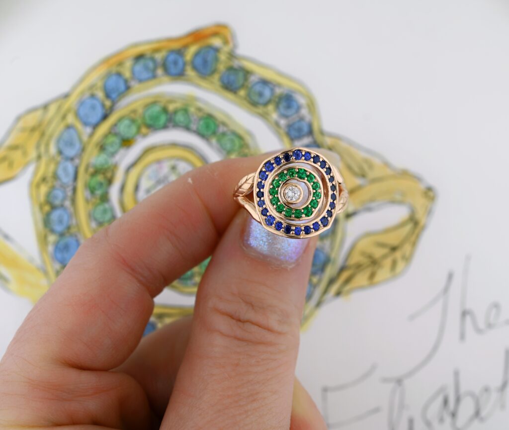 The Elisabeth Double Halo Nature Inspired Wedding Ring