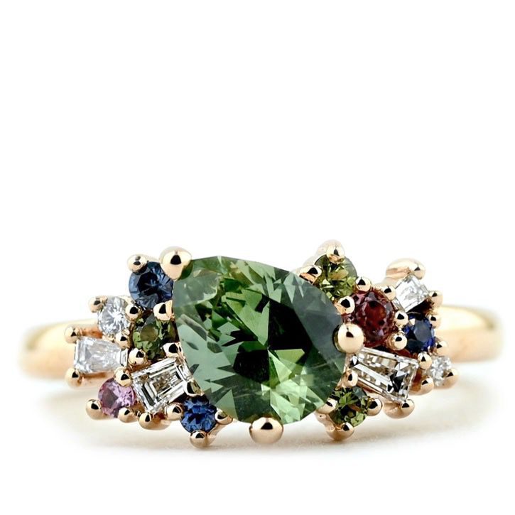 Multicolor Pear Sapphire Cluster Ring