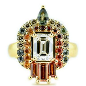 The Cosmic Queen Ombre statement ring designed by Love Lore and for sale on Abby Sparks Jewelry. One of a kind, fine jewelry.