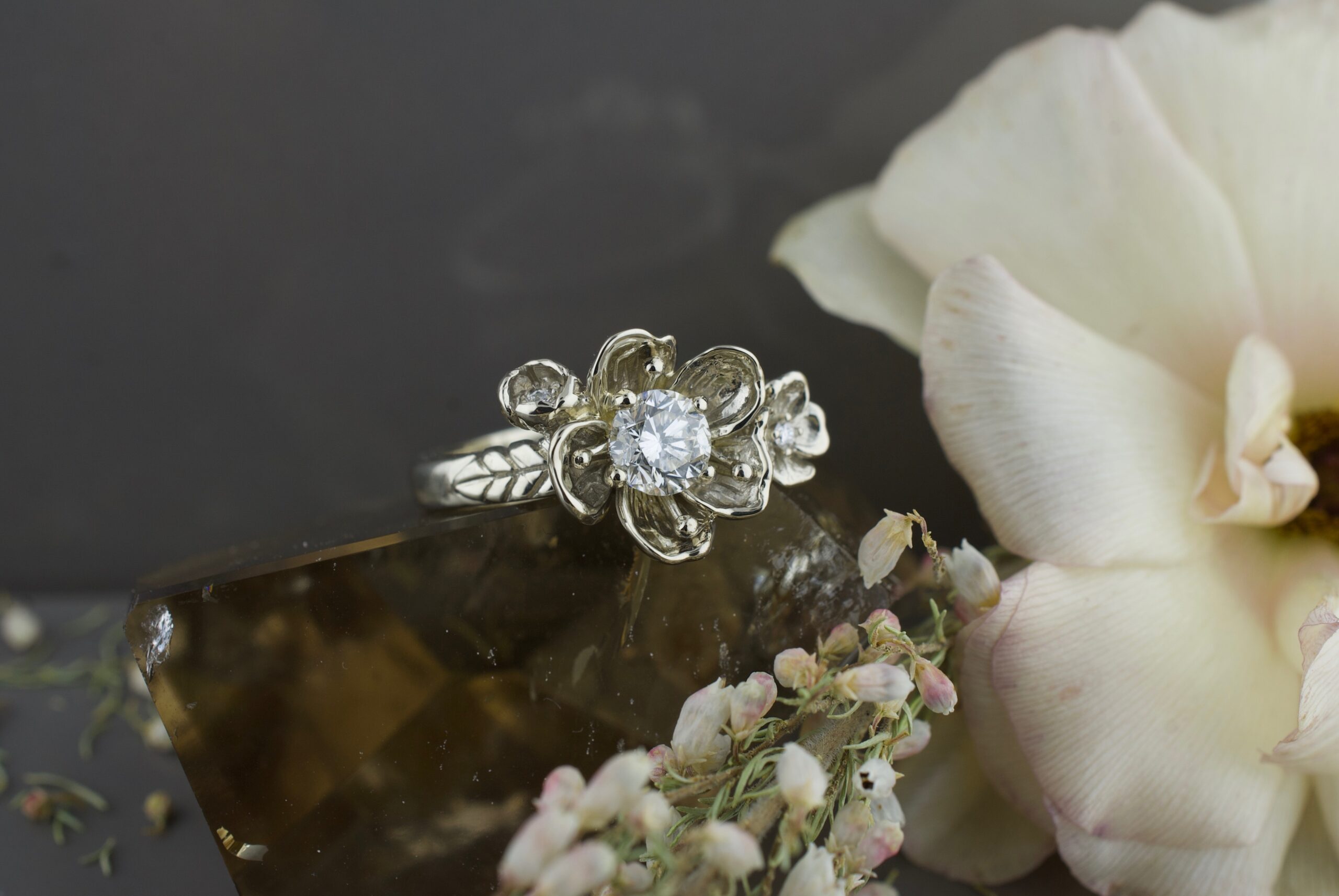Custom Made Floral Engagement Rings