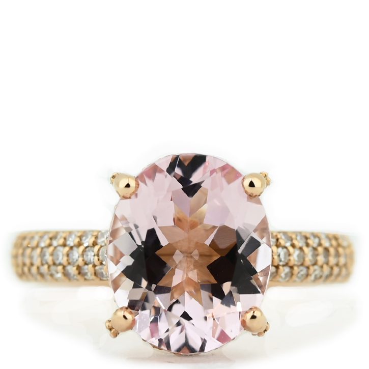 Oval Pink Morganite Princess Engagement Ring: Princess Pink