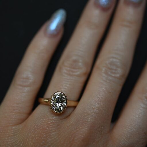 Bezel Set Oval Engagement Ring | Custom Engagement Ring