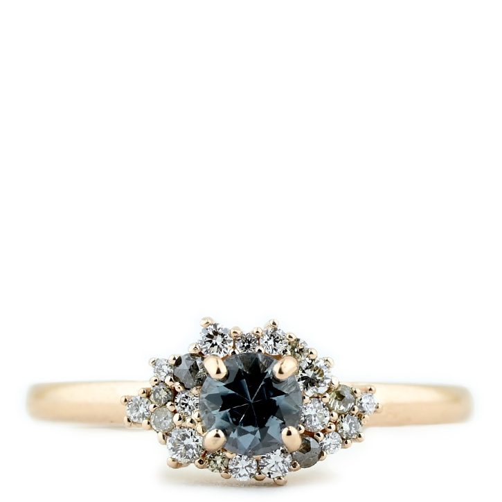 Dainty Light Blue Sapphire and Diamond Cluster Ring: River Rock